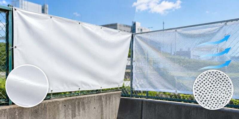 ターポリンとメッシュターポリンの違いは?屋外横断幕ならどちらを選ぶべき?